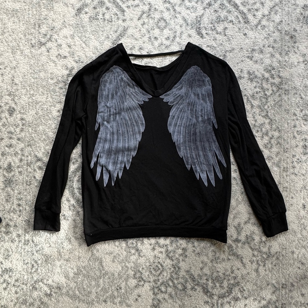 Black Sweatshirt with Wings on Back